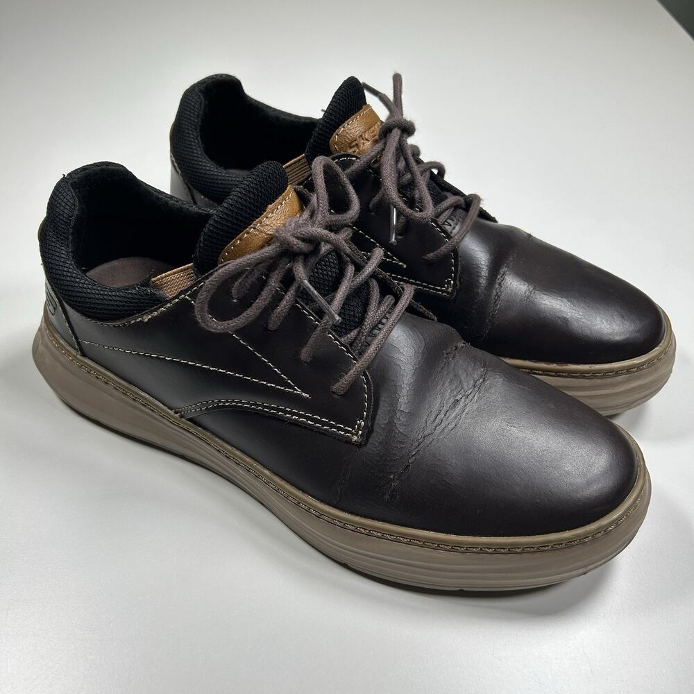 Skechers Relaxed Fit Men’s 8.5 Brown Leather Memory Foam Comfort Shoes